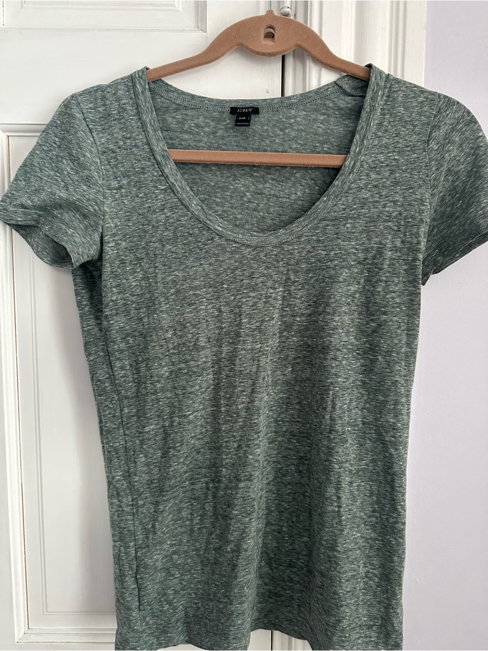 J. Crew Heathered Sage Scoop Neck Short Sleeve Tee